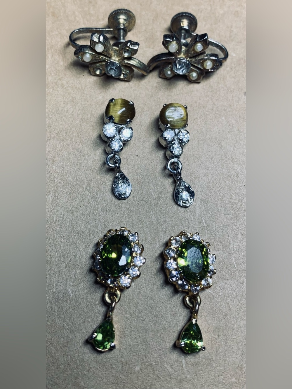 Three pairs Vintage Earrings including Coro 1940/1950s